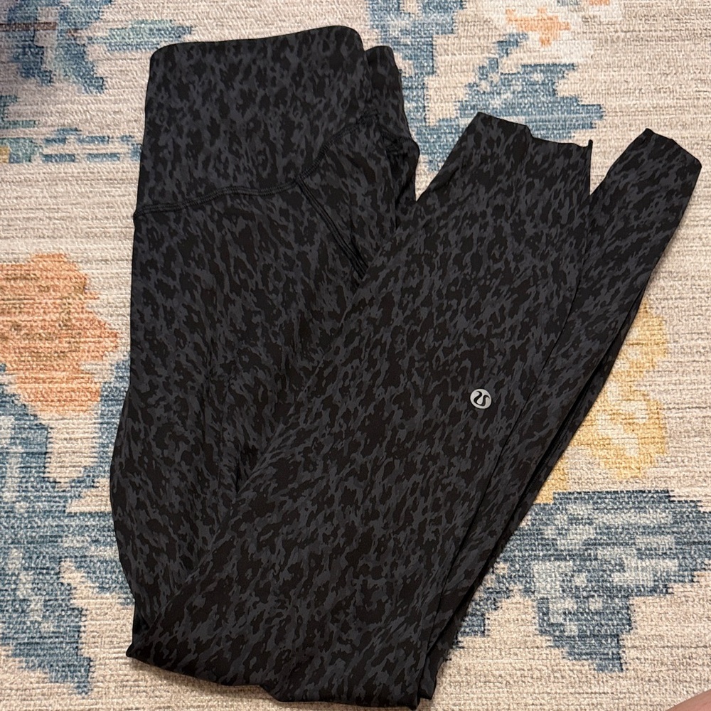 lululemon Base Pace Black & Charcoal Patterned Leggings